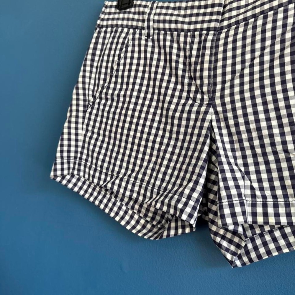 J.Crew Gingham Micro Shorts Women's Size 0 Blue White 2010 Y2K Preppy Low Rise - Picture 3 of 8